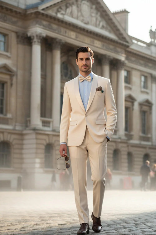 Spectrum Champagne Shawl Lapel Tuxedo β 3-Piece One Button Elegant Formal Suit