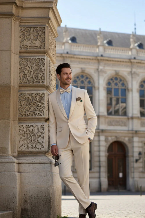 Spectrum Champagne Shawl Lapel Tuxedo β 3-Piece One Button Elegant Formal Suit