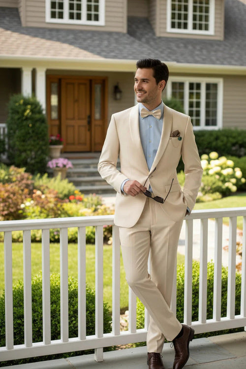 Spectrum Champagne Shawl Lapel Tuxedo β 3-Piece One Button Elegant Formal Suit