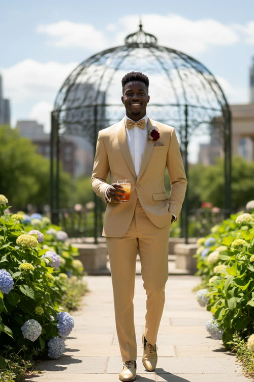 Light Gold Shawl Lapel Tuxedo by Spectrum β Elegant 3-Piece Formal Wear