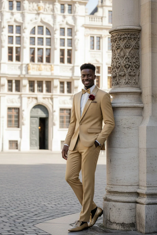 Light Gold Shawl Lapel Tuxedo by Spectrum β Elegant 3-Piece Formal Wear