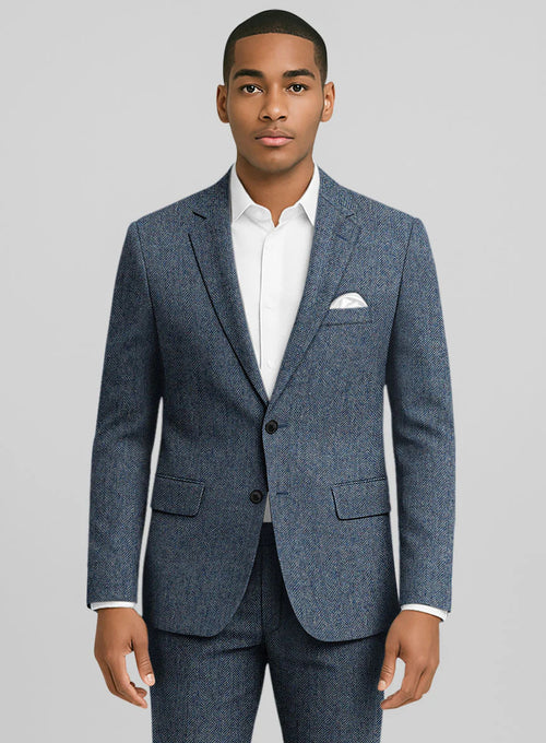 Mens Heritage Blue Herringbone Jacket β Timeless Tweed Sport Coat