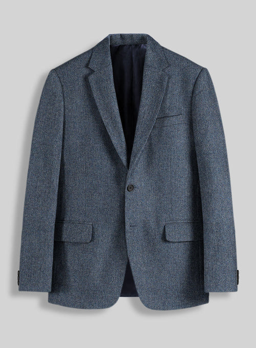 Mens Heritage Blue Herringbone Jacket β Timeless Tweed Sport Coat