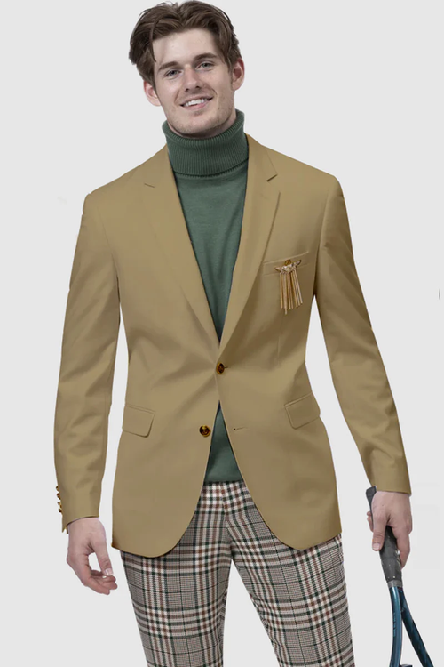 Tan Two Button Club Blazer for Men β Modern Tailored Fit Jacket