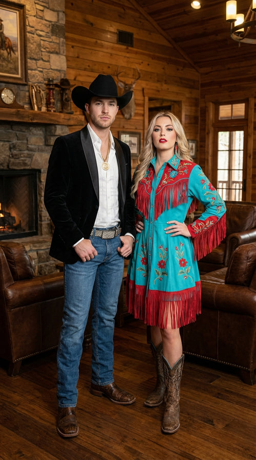 Mens Black Velvet Cowboy Blazer β Western Formal Jacket with Satin Lapel