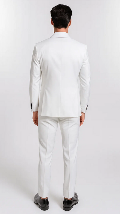 White Slim Fit Satin Tuxedo – Four Piece Set