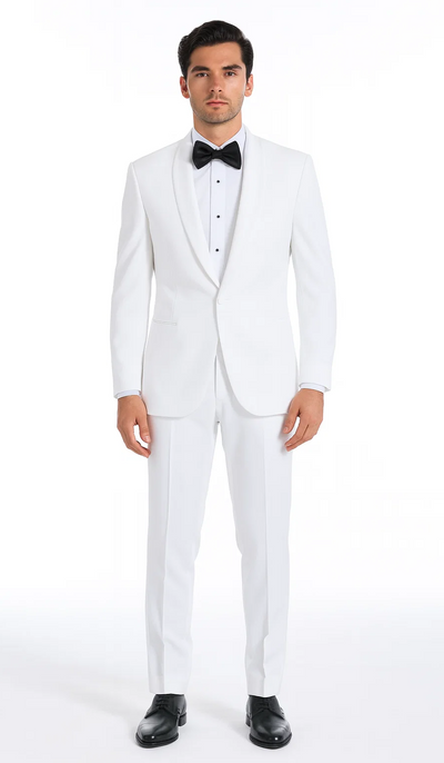 White Tuxedo Slim Fit with Shawl Lapel - Wedding - Prom