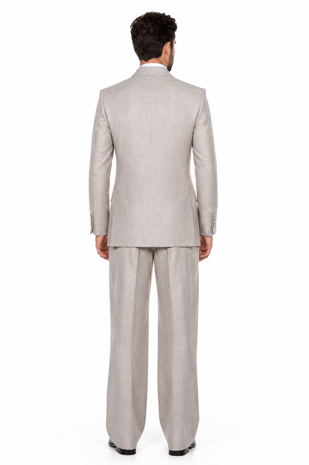 Suits With Baggy Pleated Pants - Wide Leg Pants 100% Wool - Classic Fit in Light Brown Color by Rossiman USA Men's Outlet