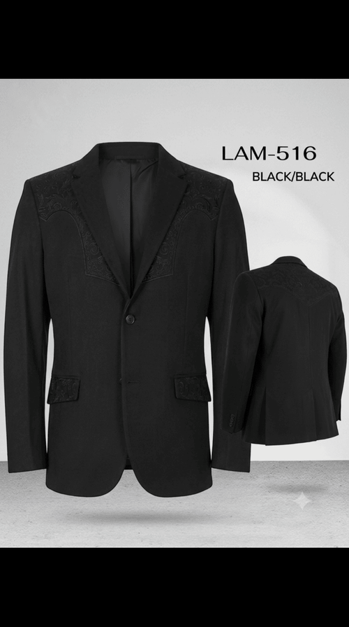 Men's Suede Cowboy Blazer Ultra Slim Fit LAM-516 in Color Black