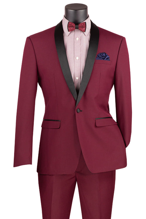 White Slim Fit Shawl Collar Tuxedo: World-Class Wearing Elegance by Vinci
