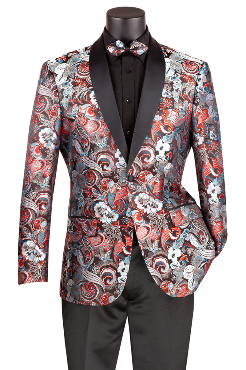 Men's Burgundy Paisley Tuxedo Jacket from Vinci Suits