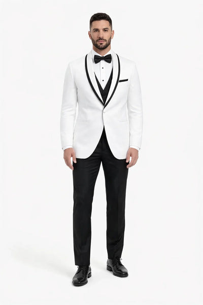 "Xavier" White Tuxedo Jacket