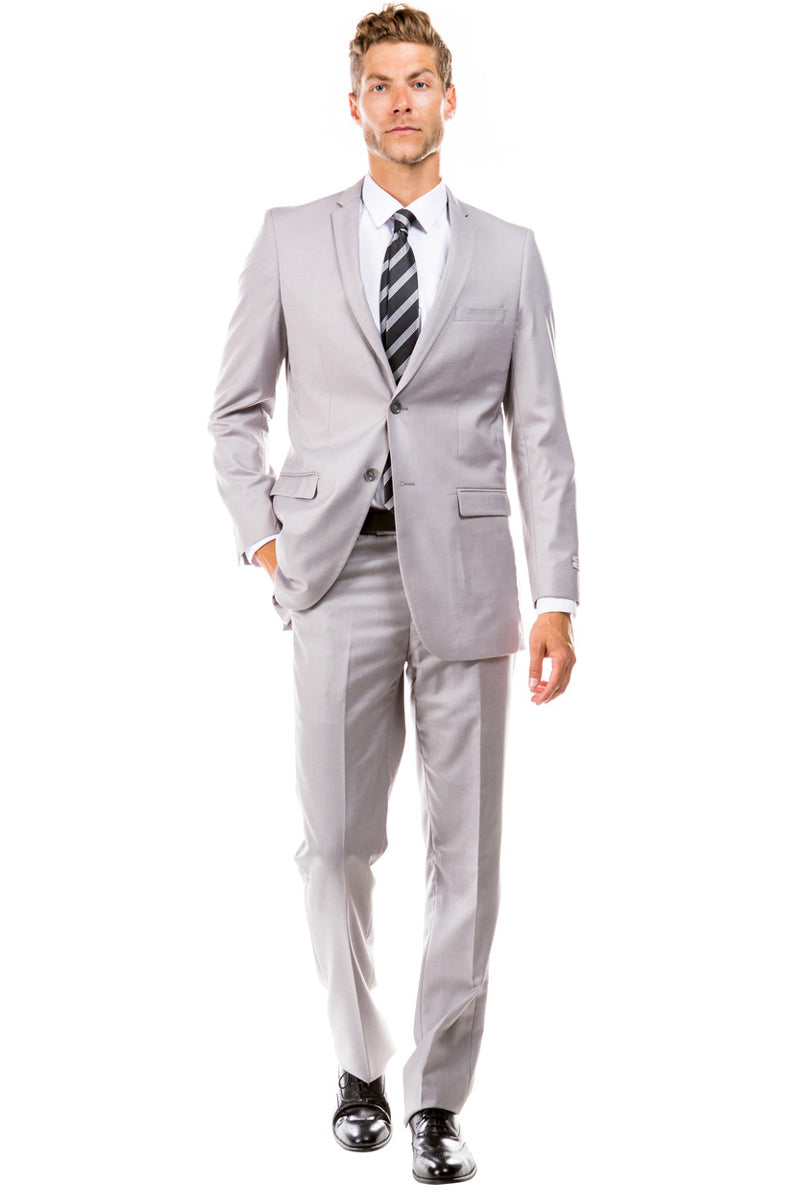 Men's Light Grey Slim Fit Wedding Suit from Tazio Suits