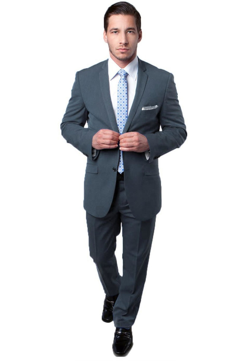 Men's Slim Fit Grey Travel Suit by Tazio Suits