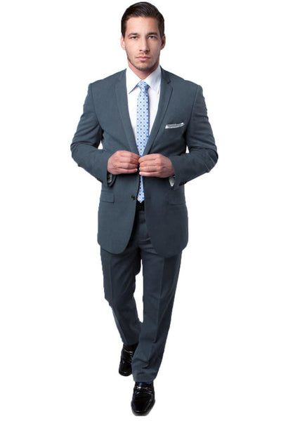 Men's Slim Fit Grey Travel Suit by Tazio Suits