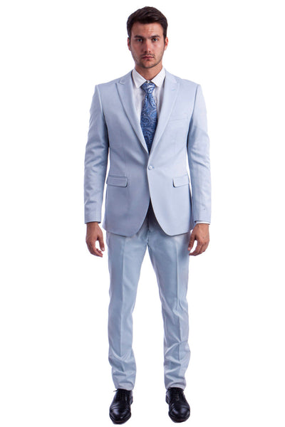 Men’s Sky Blue Slim Fit Suit by Tazio Suits