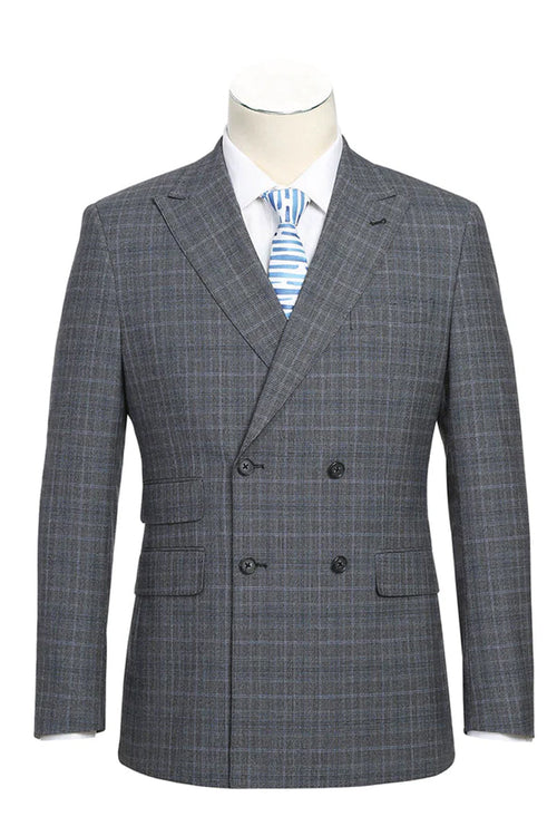 Statement Men's Outlet 3 Piece 100% Wool Suit - Light Plaid