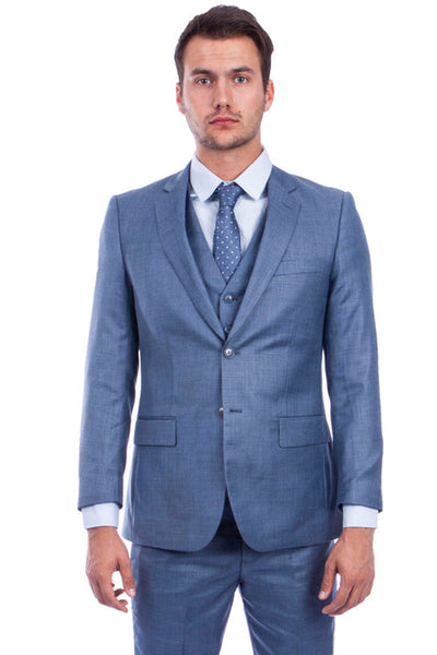 Men's Ocean Blue Sharkskin Suit by Tazio Suits