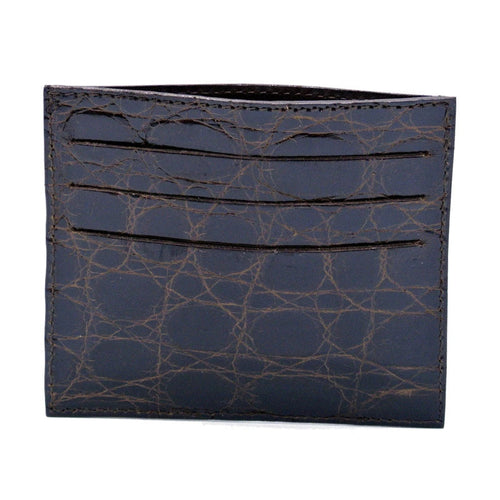 Zelli Genuine Crocodile Card Holder in a Rich Nicotine Finish