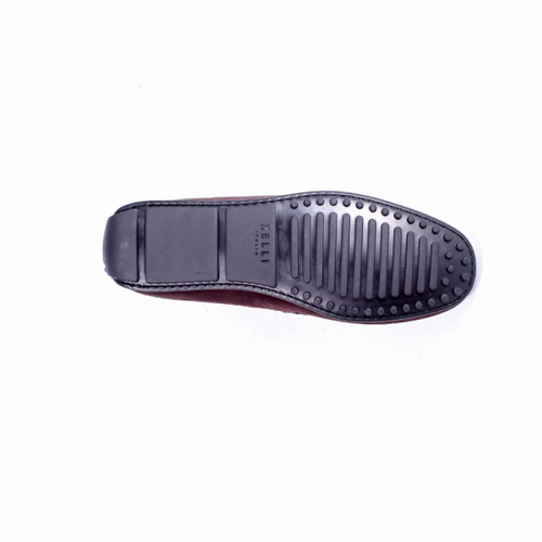 Zelli Monza Suede & Caiman Crocodile Driving Loafers in Nicotine