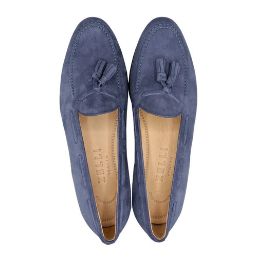 Zelli Naples Suede Tassel Loafers in Blue | A Versatile Italian Style
