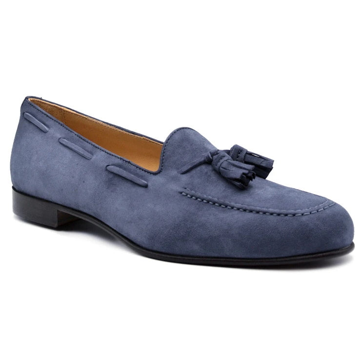 Zelli Naples Suede Tassel Loafers in Blue | A Versatile Italian Style