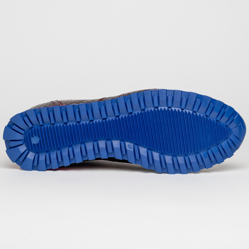 Zelli Rocco Hand-Burnished Embossed Crocodile Sneakers in Red