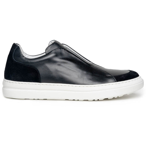 Zelli Spettacolare Calfskin & Suede Slip-On Sneakers in Black
