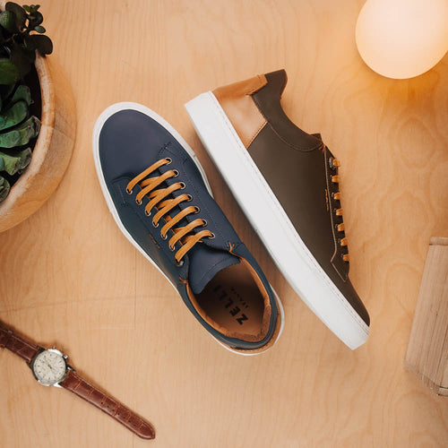 Zelli Diaz Rubberized Calfskin Sneaker in Olive Green