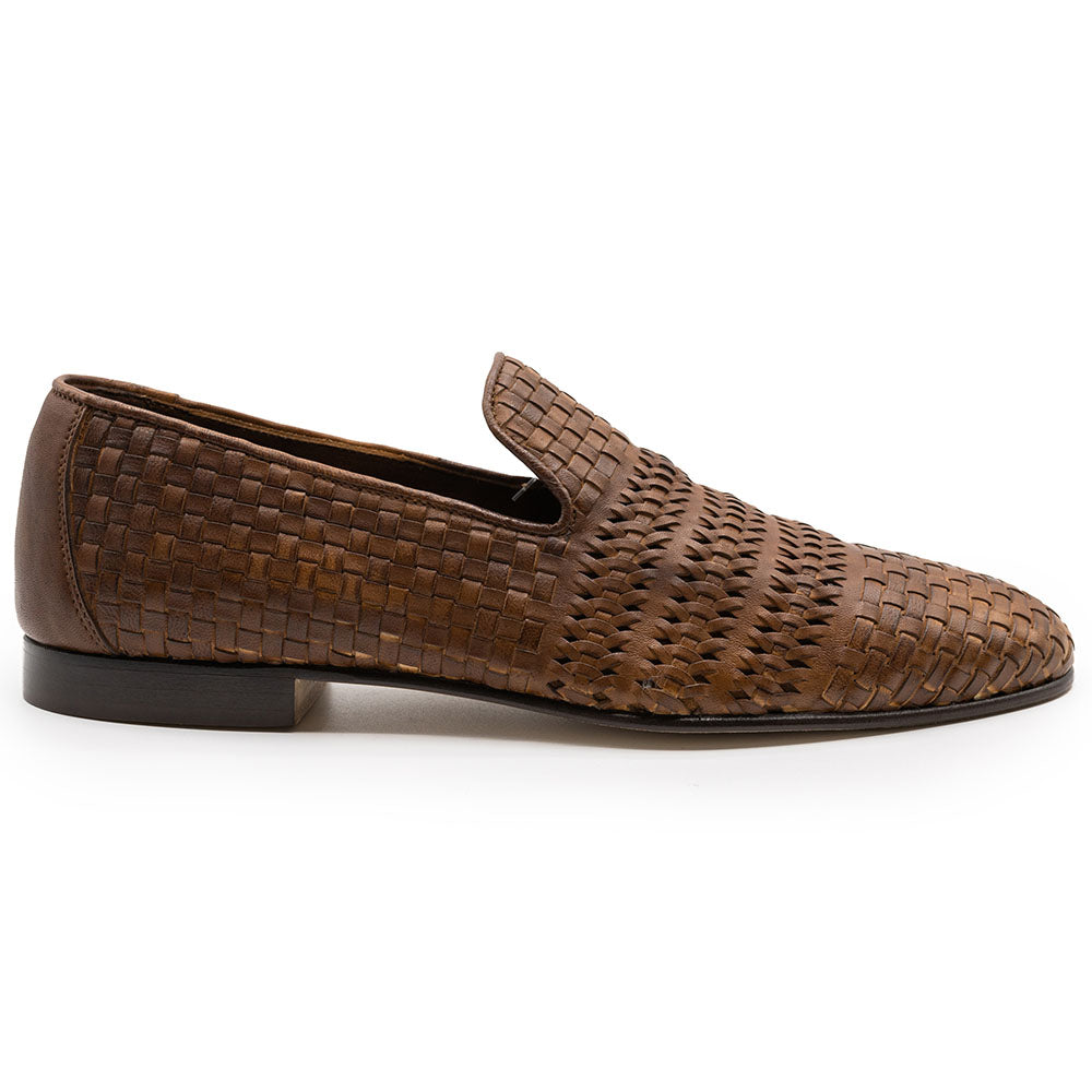 Zelli Tess Handwoven Calfskin Loafers in Brown | Bologna Construction