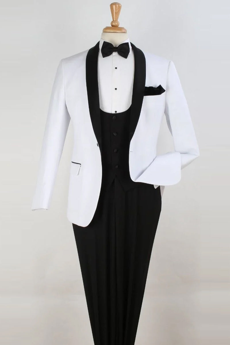 "Regal Diamond White Tuxedo: The Epitome of Prom and Bridal Elegance"