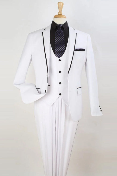 "Apollo King White Vested Tuxedo: Elevate Your Prom or Bridal Look with Sophisticated Slim Fit"