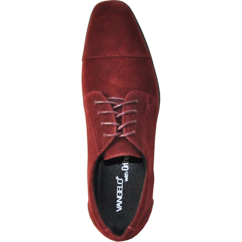 "Burgundy Men's Formal Suede Cap Toe Dress Shoe for Wedding & Prom"