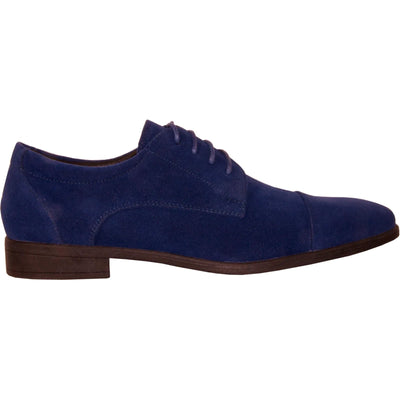 "Royal Blue Men's Formal Suede Cap Toe Dress Shoe for Wedding & Prom"