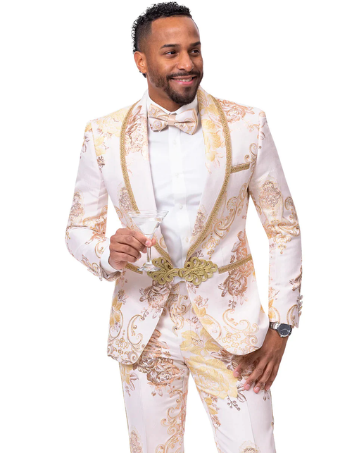 White Prom Suit - White Prom Tuxedo Suits - White Wedding Paisley Prom Tuxedo by PROMTUXEDO