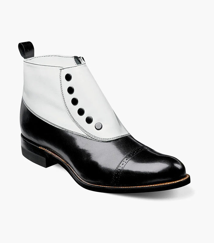 Mens 1920s Gangsters Wingtip Dress Shoe in Black and White