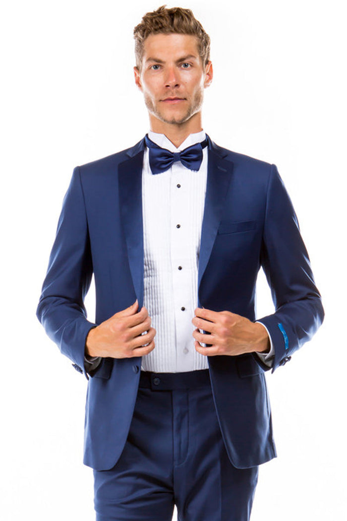 Men's Indigo Blue Slim Fit Two Button Tuxedo by Bryan Michaels