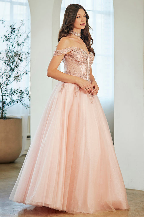 Off-Shoulder Beaded Lace Corset Bodice Sweetheart Neckline & Choker by Amelia Couture 8065
