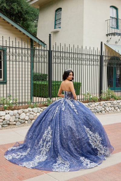 Juliet 1512H Strapless Applique Glitter Tulle Quinceanera Dress