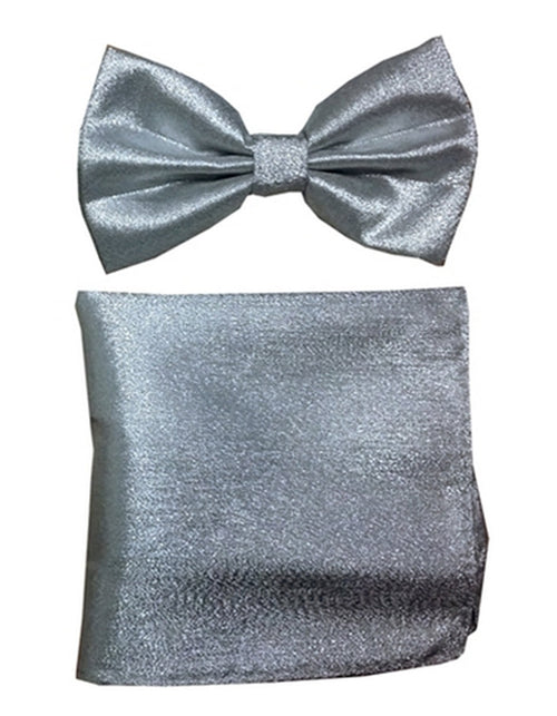 Silver Velvet Bow Tie Set