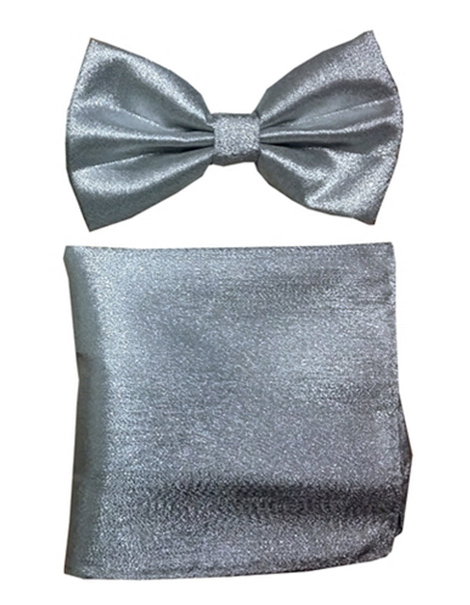 Silver Velvet Bow Tie Set