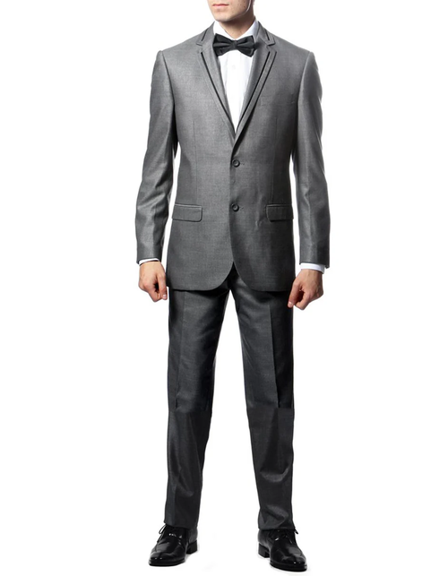 Designer Gray Prom Tuxedo - Grey Wedding Slim Fit Suit