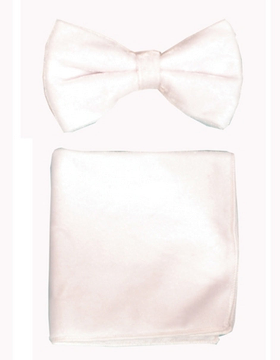 White Velvet Bow Tie Set