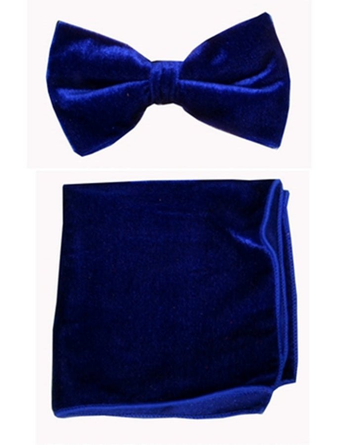 Navy Blue Velvet Bow Tie Set