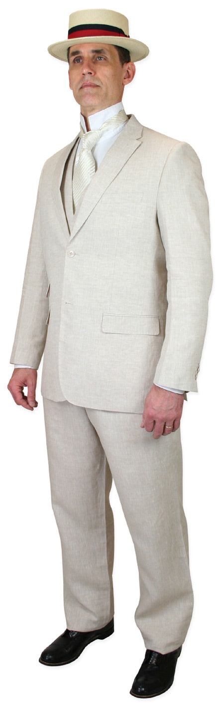 Riverdale Linen Coat - Natural - Crisp 3-Piece Linen Suit for Summer by USA Men's Outlet