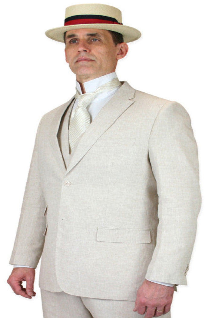 Riverdale Linen Coat - Natural - Crisp 3-Piece Linen Suit for Summer by USA Men's Outlet