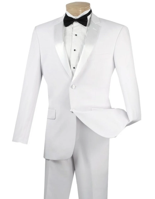 White Prom Suit - White Prom Tuxedo Suits - White Wedding Slim Notch  Tuxedo
