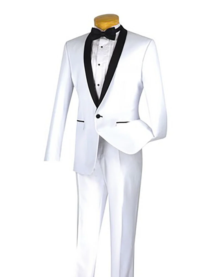 White Prom Suit - White Prom Tuxedo Suits - White Wedding Flat Tuxedo
