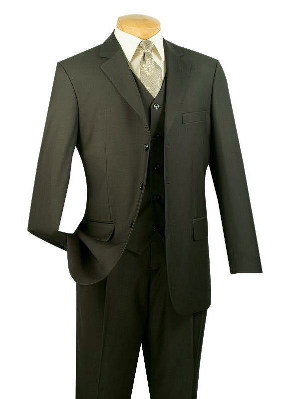 Slim Fit Suit Windowpane 3 Piece with Vest in Beige by Vinci