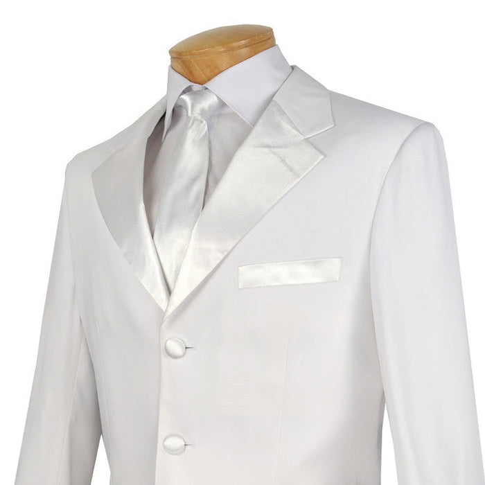 Slim Fit Shiny Sharkskin Men's 2 Piece Suit in White by Vinci